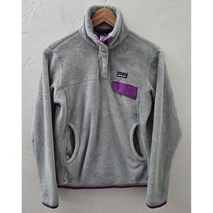 Patagonia Re-Tool‎ Snap-T Fleece Pullover Jacket Gray/Purple Women's Size Small